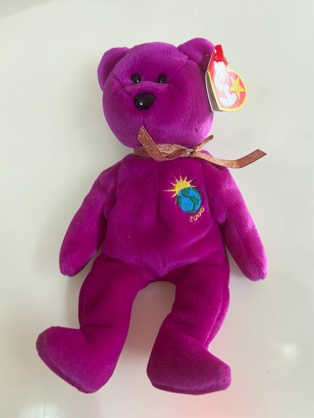 Ty Beanie Baby Millennium Bear Purple 2000 Retired Plush